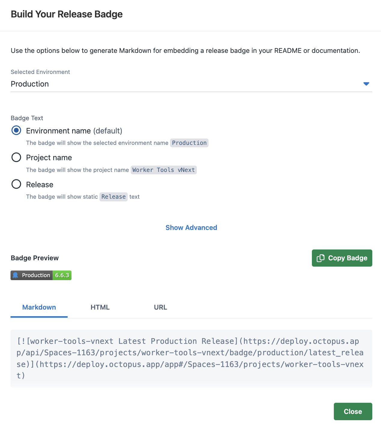 Build badges by selecting what you want to display