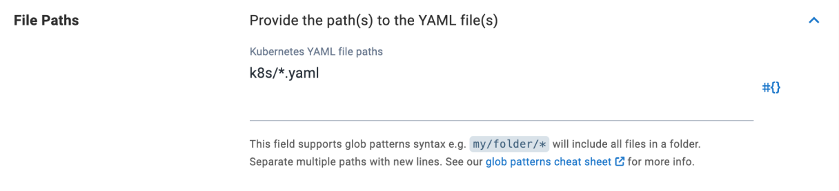 File paths expander where user can configure path to YAML files