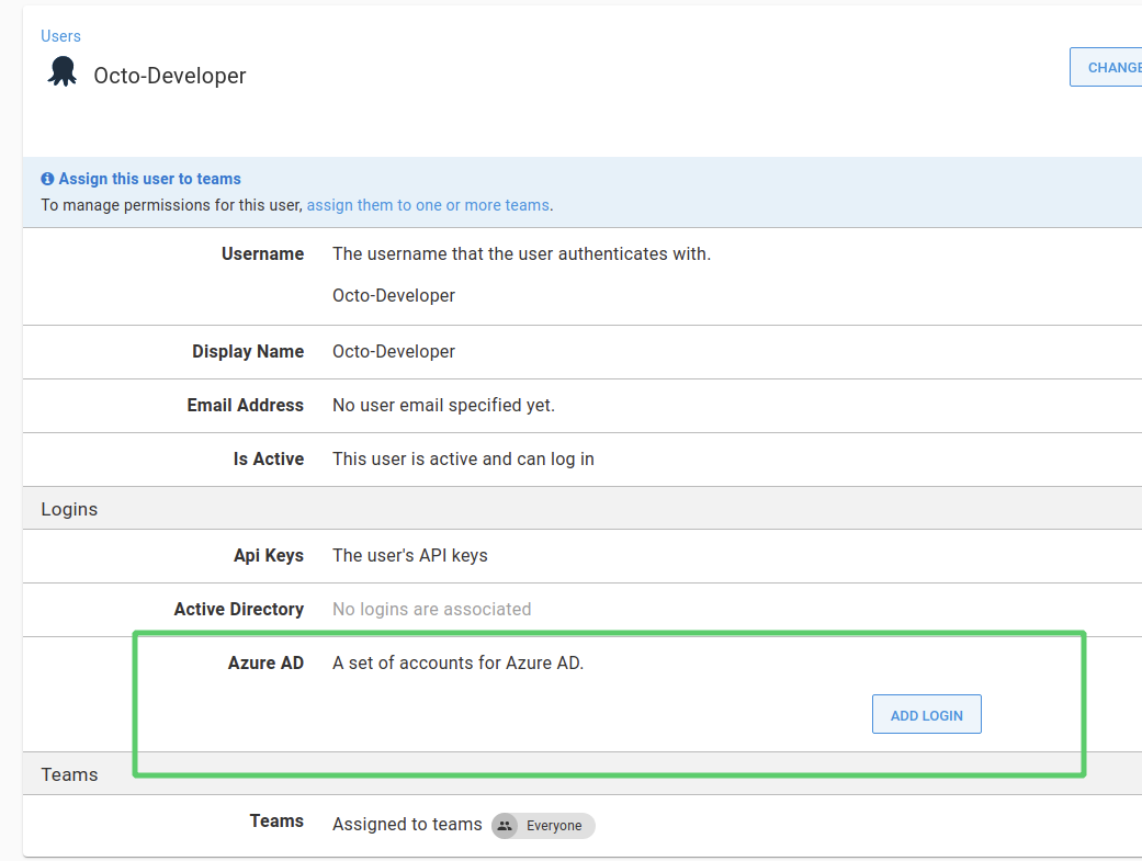 Add an Microsoft Entra ID login to an Octopus user